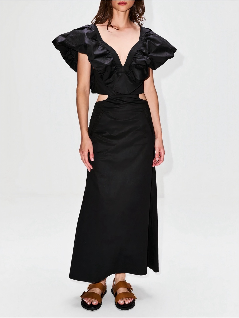Johanna Ortiz Maxi Cut-Out Black Eternal Jungle Dress
